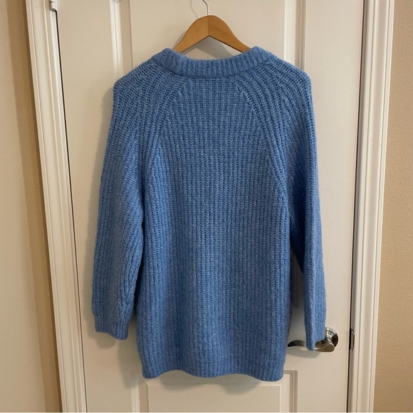 Zara Cardigan Sweater Chunky Grandpa Alpaca Blend Blue Heather Size Medium - Picture 10 of 10
